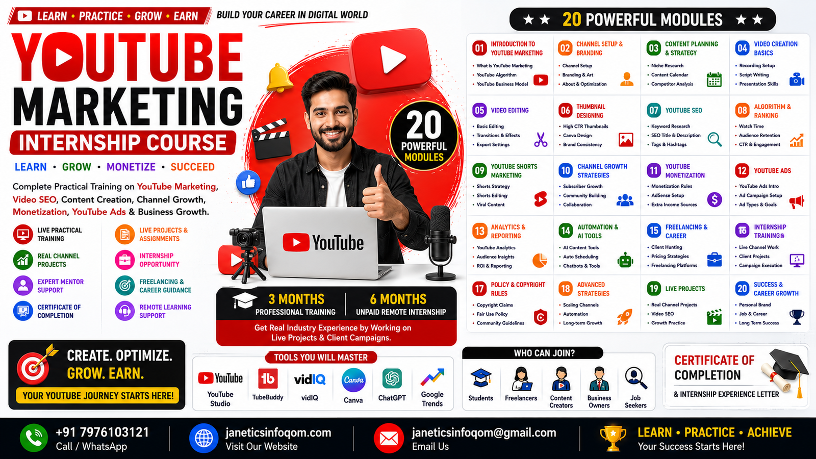 YouTube Marketing & Content Creator Internship Program